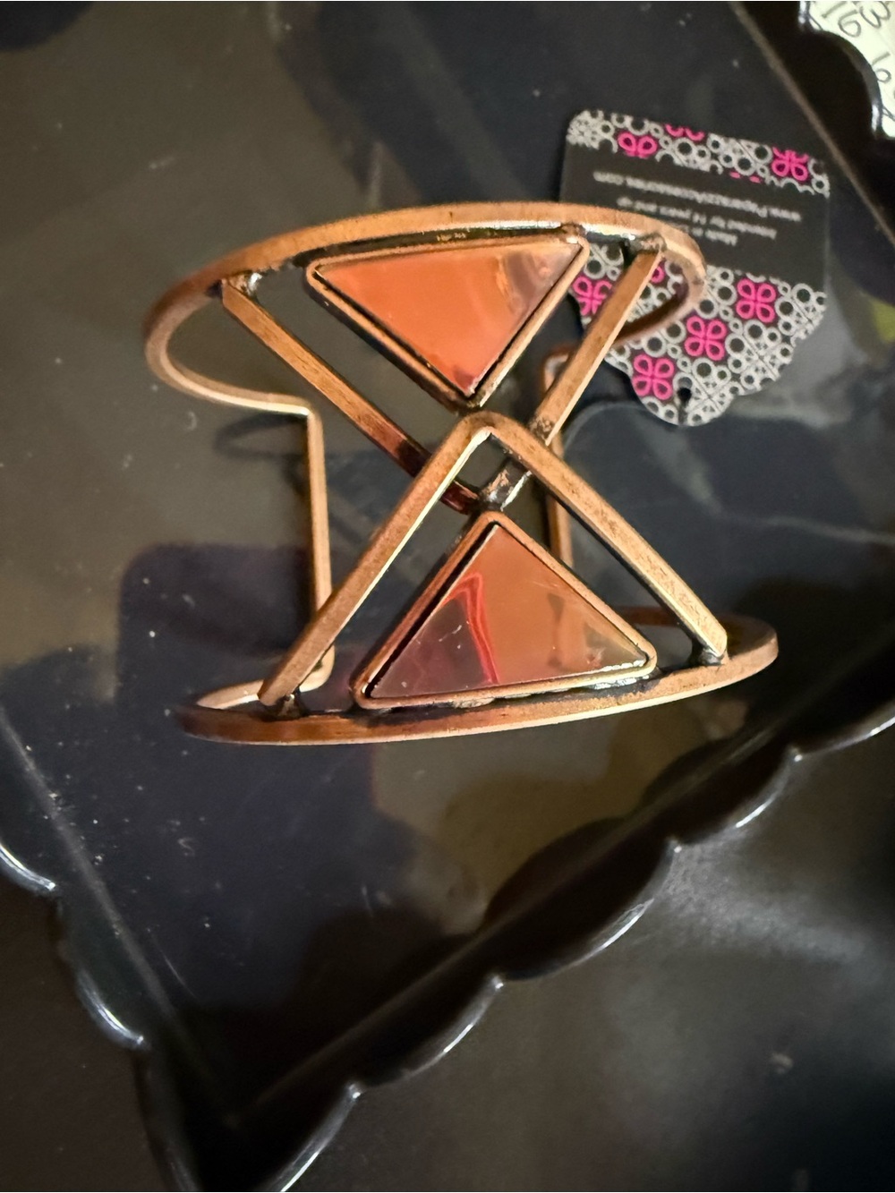 Geometric Triangle Cuff Bracelet in Rose Gold